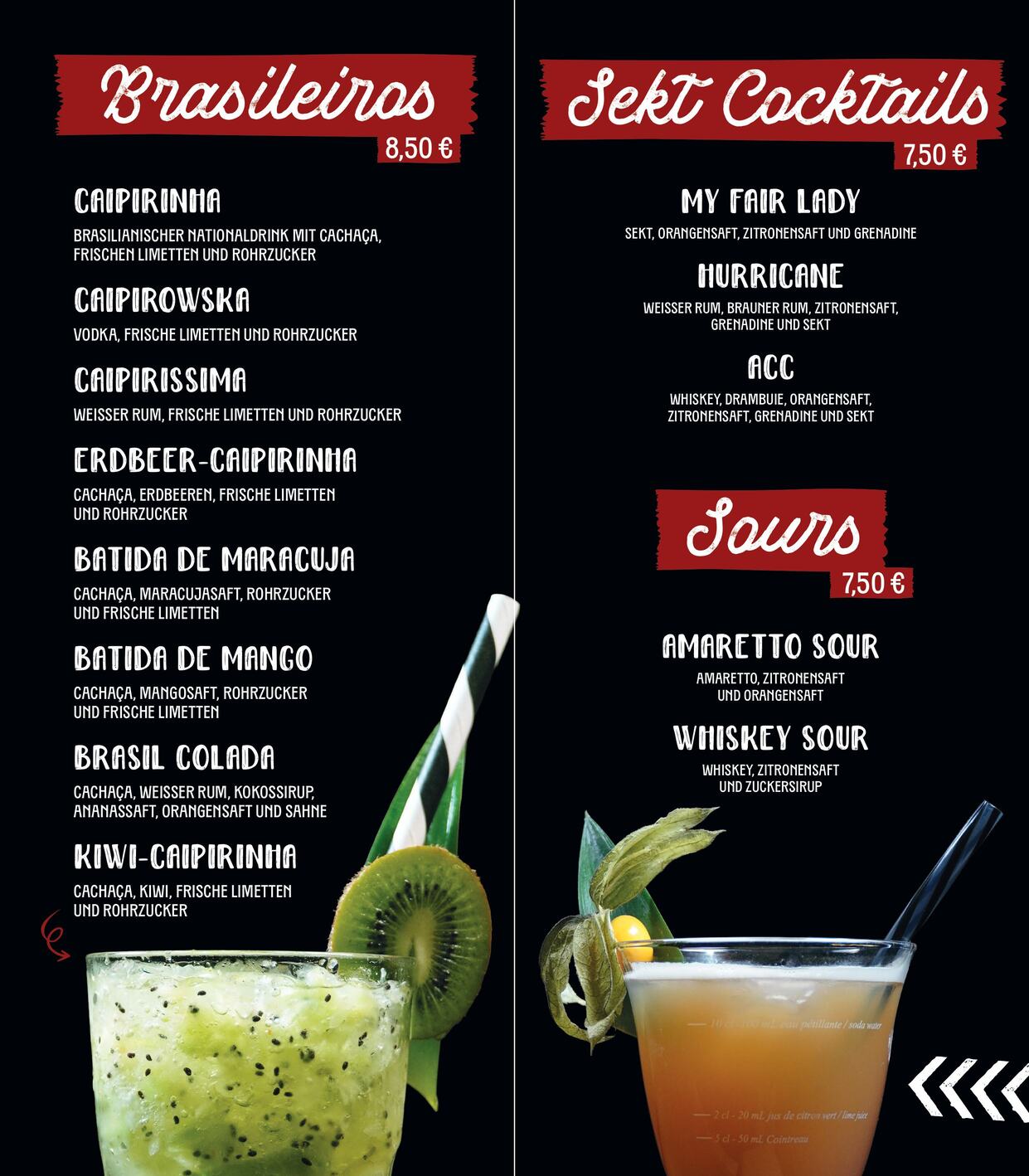 Cocktailkarte Seite 2 links