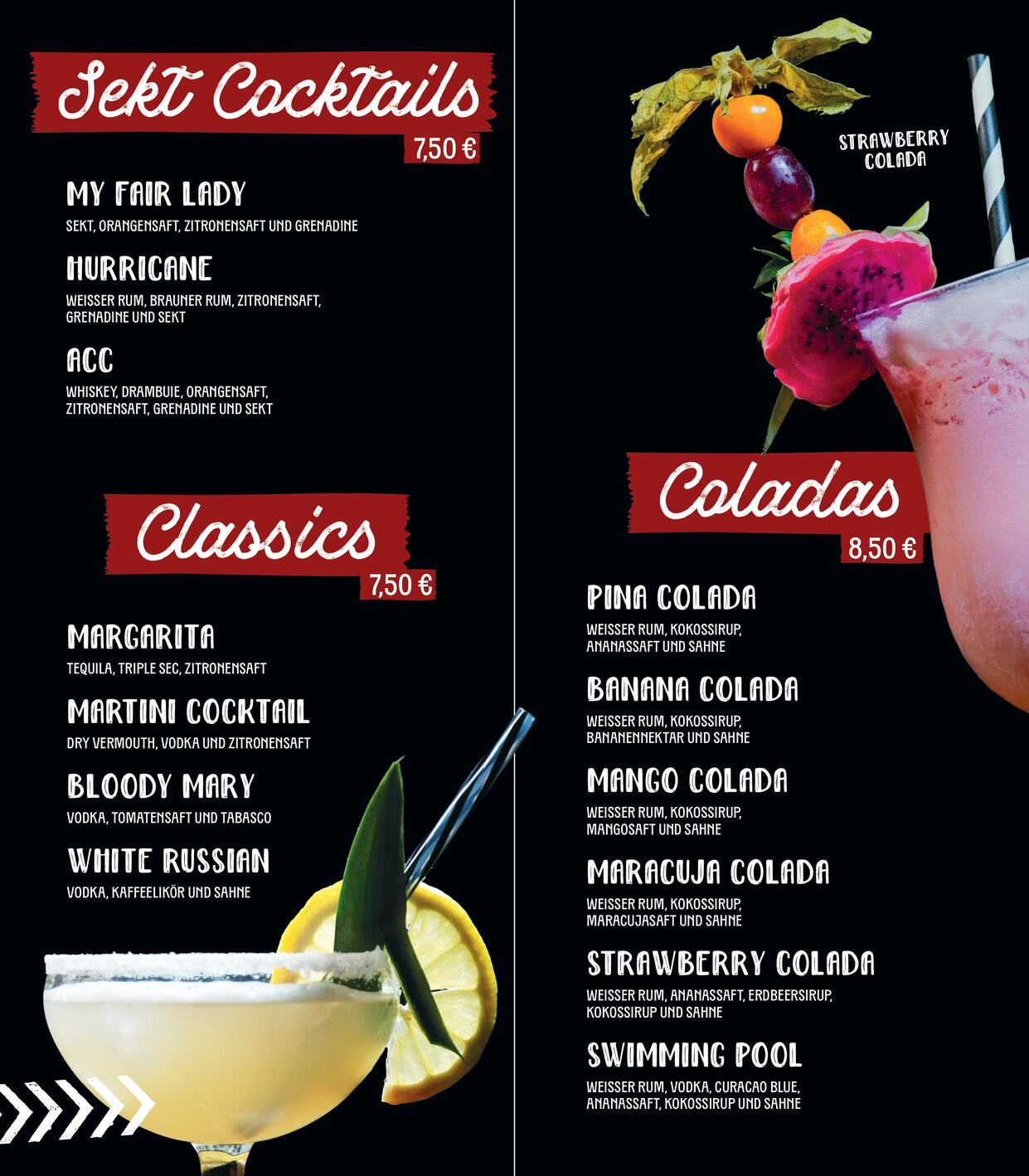 Cocktailkarte Seite 4 links